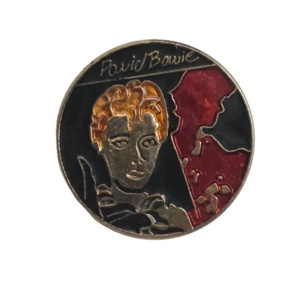David Bowie 1980s Multicolor Enamel Music Pop Pin Gold Tone Vintage